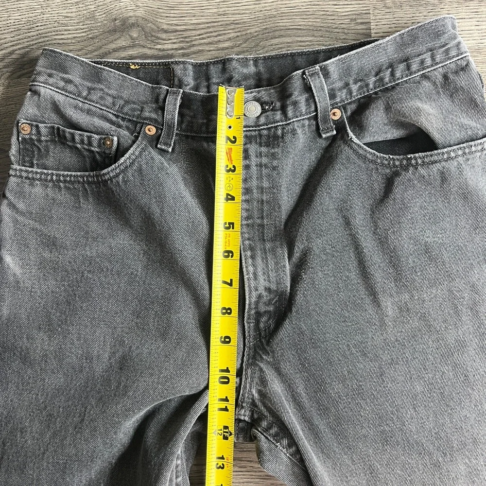VTG Levis 505 Jeans Fits 32x28.5 Regular Fit Black Denim Faded Grunge Distressed
